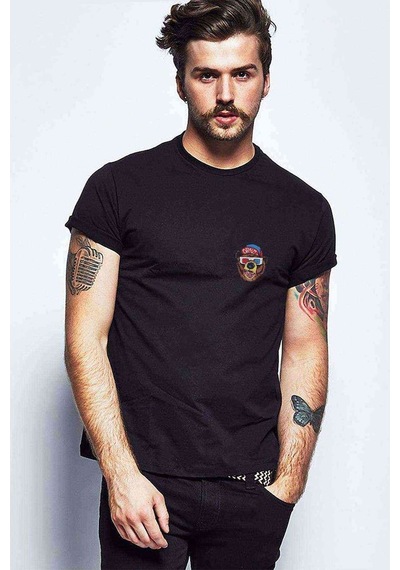 Ayı 3D Gözlük 3 Boyutlu Gözlük Baskılı Siyah Erkek Tshirt