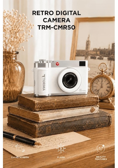 Torima CMR50 Mini Dijital Retro Kamera 48 MP Selfie Video Vlog Kamerası