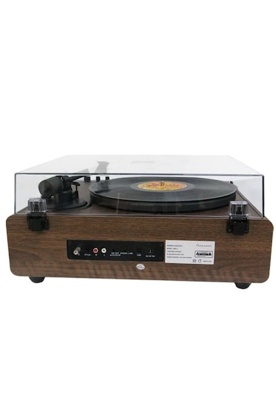 Nostaljik Ahşap Kaplama Pikap 33x45 Plaklar Bass Bluetooth Crownwell Vegas Plus Renk Siyah