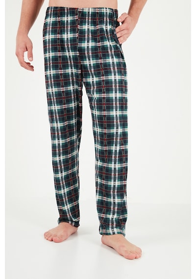Buratti Ekoseli Cepli Beli Lastikli % 100 Pamuk Regular Fit Pijama Takımı Erkek Pijama Takımı 6572001 Koyu Lacivert