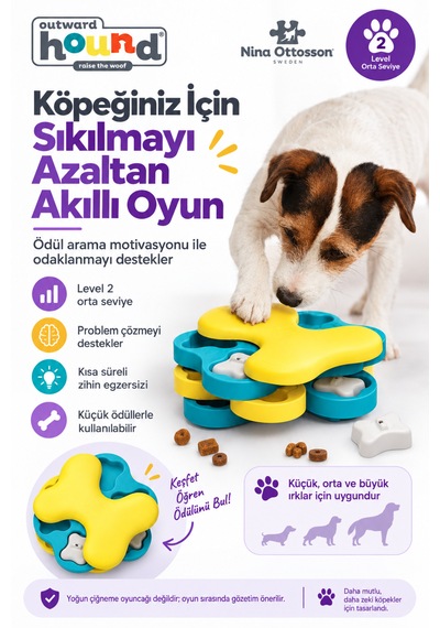 Outward Hound Dog Tornado Köpek Zeka Oyuncağı Döner Katmanlı Ödül Mama Bulmacası