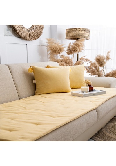 Premium Sarı Keten Evcil Hayvan Dostu Koltuk Pedi 80x180 Sarı