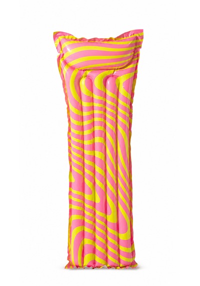 Neon Pembe Yeşil Dalga Desenli Şişme Deniz Yatağı 183x69 Cm Havuz Ve Plaj Yatağı Çok Renkli