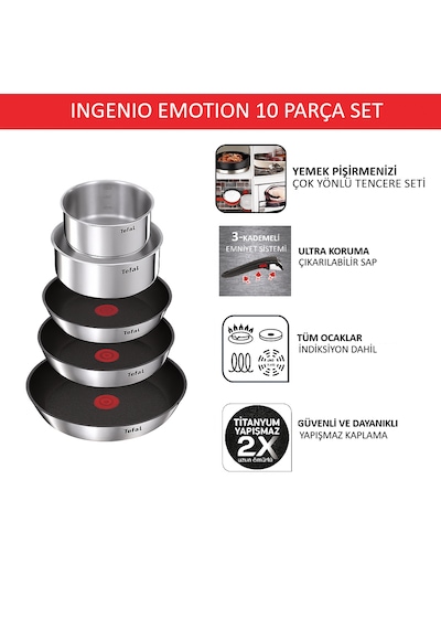 Tefal Ingenio Emotion 2x Titanyum 10 Parça Tava Seti - Paslanmaz