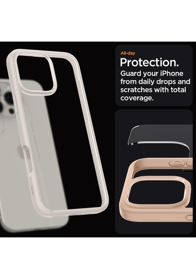 İphone 16 Pro İle Uyumlu Kılıf Ultra Hybrid Natural Titanium - Acs08127