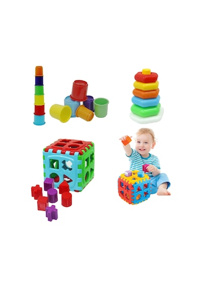 Eğitici Bultak Küp + Eğitici Sevimli Kule + Eğitici Altıgen Halk