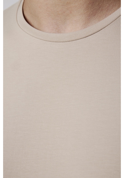 Tudors Slim Fit Bisiklet Yaka Düz Basıc Kısa Kol Taş Rengi T-Shirt-27719-Taş