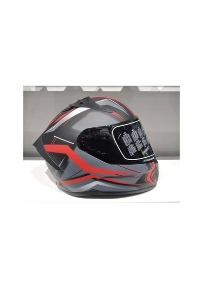 Mts Pro 801 Twılgh Güneş Gözlüklü Motosiklet Kaskı Mat Gri - Kırmızı