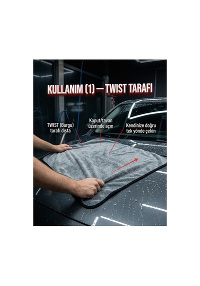 - Ultra Emici Mikrofiber Twist Araç Oto Kurulama Havlusu 70x90 Cm 600 Gsm