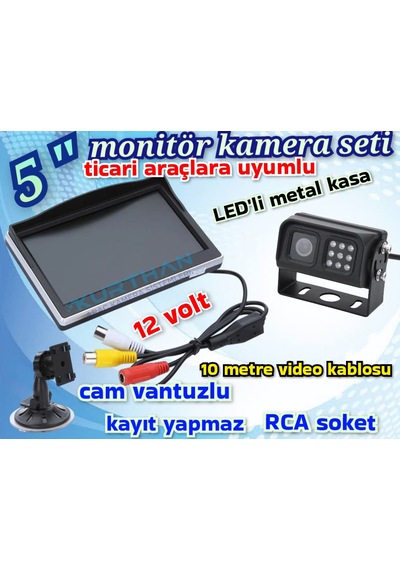 Kayıtsız 5 İnç Monitör Ve Metal Kasa Ledli Kamera 12 Volt
