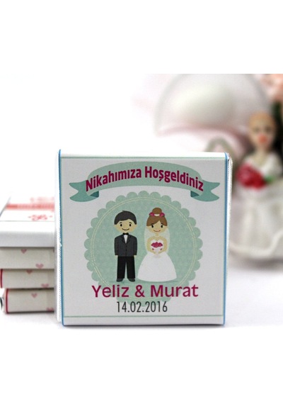 Dark Brown Nikah Çikolatası Kişiselleştirilebilir El Yapımı Madlen Çikolata NKK9 48 Adet