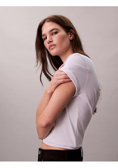 Calvin Klein Kadın Regular Fit Yuvarlak Yakalı %100 Pamuklu Kısa Kollu Mor T-shirt Lv047e809g-2ık-12827 Mor