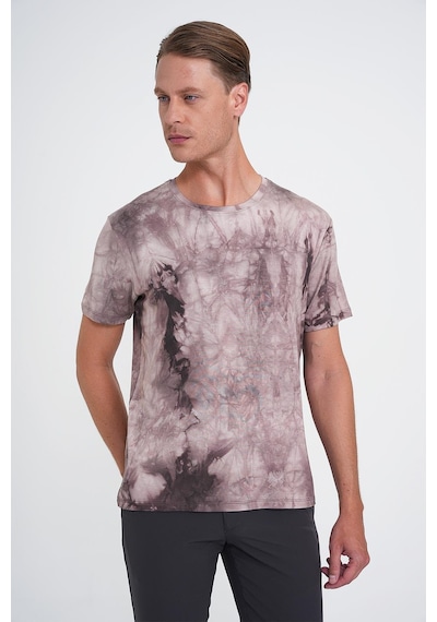 Efor Comfort Fit Bisiklet Yaka Batik Desen Kısa Kol Bej Tişört Ts 914 Bej