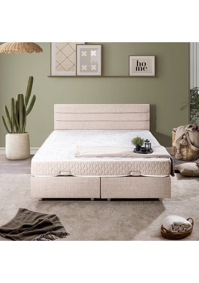 Sofia Çift Kişilik Baza Başlık Letto Yatak Seti - Krem 150 x 200