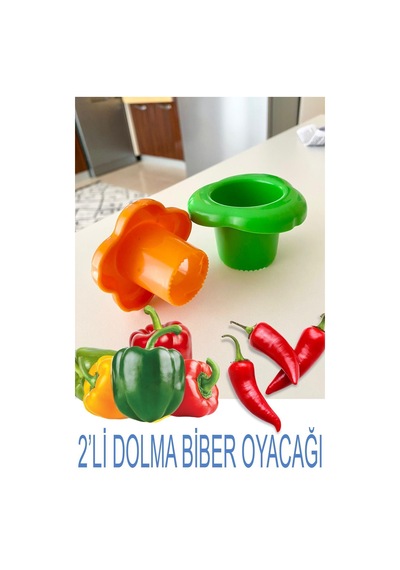 2'li Dolmalık Biber Kabak Patlıcan Oyacağı, Kırılmaz Pratik Dolma Oyucu Çok Renkli Diğer
