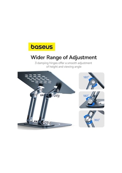 Baseus Ayarlanabilir Dizüstü Bilgisayar Standı, 360 Derece Dönebilen Ayarlanabilir Dizüstü Bilgisayar Standı Üç Katlı Versiyon Macbook Uyumlu Air Pro, Dell Xps, Hp Vb. İçin Ergonomik Katlanabilir Stand