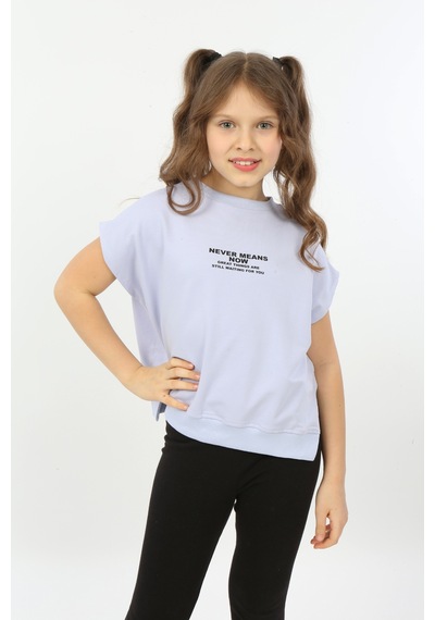 Toontoy Kids Toontoy Kız Çocuk Never Means Now Baskılı Tişört Mavi