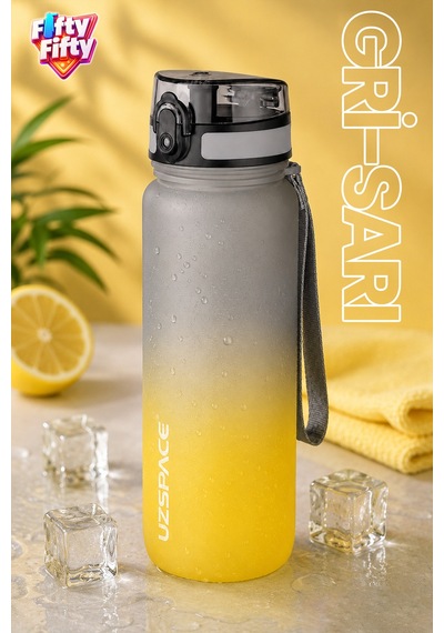 800 Ml Çift Renk Softtouch Tritan Su Matarası Gri-sarı