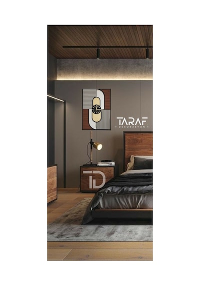 Pisatto 41x58 Dekoratif Asimetrik Tablo Lazer Duvar Saati Çok Renkli