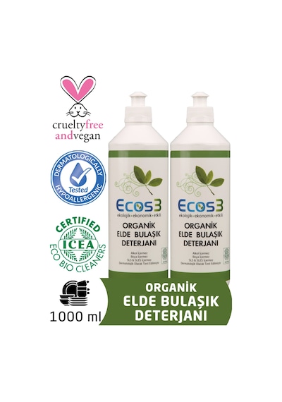 Ecos3 Organik Elde Bulaşık Deterjanı 2’Li Set -2 X 500 Ml