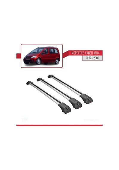 Mercedes Vaneo W414 2002-2005 Arası İle Uyumlu Ace-1 Ara Atkı Tavan Barı Gri 3 Adet Bar
