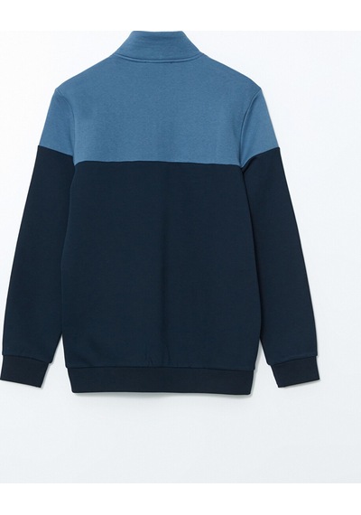 Lcwaıkıkı Classic Lacivert Dik Yaka Uzun Kollu Renk Bloklu Erkek Sweatshirt