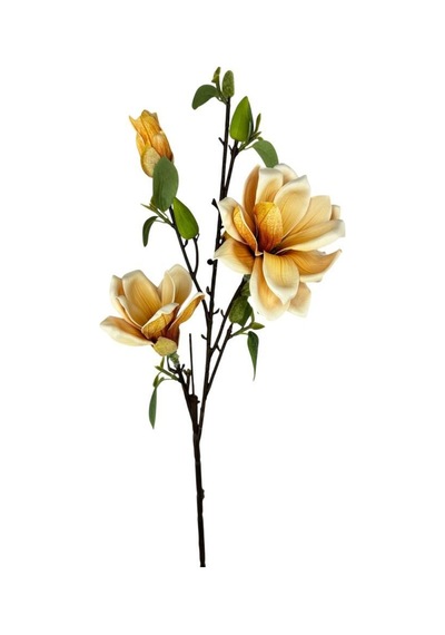 Yapay Çiçek Eva Somon Manolya 3 Çiçekli Uzun Dal 90cm Gerçeksi Doku Somon