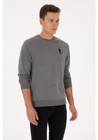 U.S. Polo Assn. Erkek Regular Fit Bisiklet Yaka Antrasit Melanj Basic Sweatshirt 50308103-VR081 U.S. Polo Assn. Erkek Regular Fit Bisiklet Yaka Antrasit Melanj Basic Sweatshirt 50308103-VR081