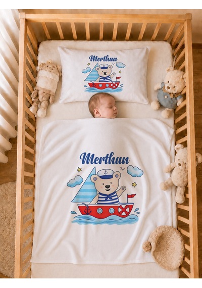 Pia Baby İsme Özel Erkek Bebek Hastane Çıkışı 12 Parça %100 Pamuk Organik Baskılı Kese Hediyeli Set 108711kyx Ekru