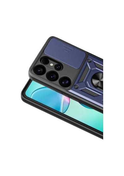 Samsung Galaxy Uyumlu, S26 Ultra Pars Lens Yüzüklü Silikon - Lacivert