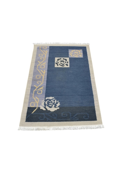 Zehra Abla Halı Yeni El Dokuma Nadir Modern Güllü Çiçekli Yün Kilim 7040 Çok Renkli