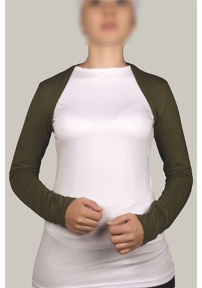 Altobeh Uzun Kollu Kadın Tesettür İçe Giyilen Bolero - Haki Çok Renkli