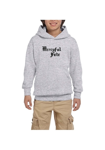Zepplin Giyim Mercyful Fate Logo Text Gri Çocuk Kapşonlu Sweatshirt