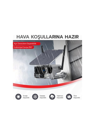Emenec Wifi Solar Güneş Enerjili 4k 180 2-lens Güvenlik Kamerası