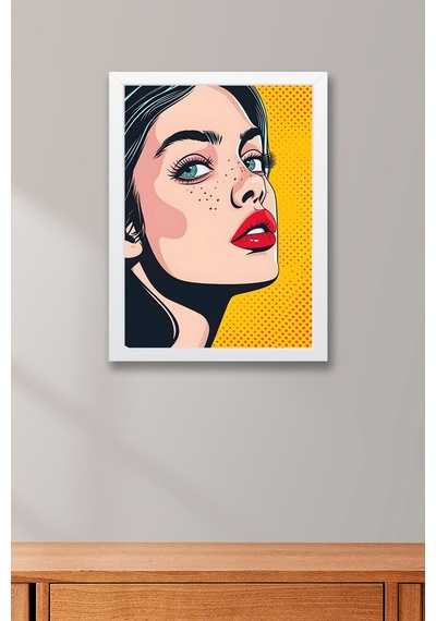 Pop Art Kadın Portresi Çerçeveli Tablo - Pop Art Poster Tablo