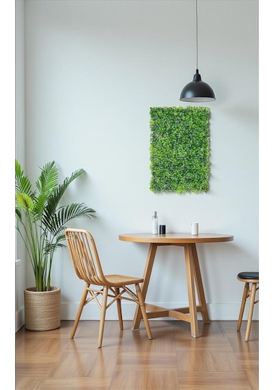 Cihan Çiçekçilik Yapay Çiçek Duvar Kaplama Panel Şimşir Tabaka 40x60 Cm Yeşil Dikey Bahçe Kontef Beyaz- Yeşil