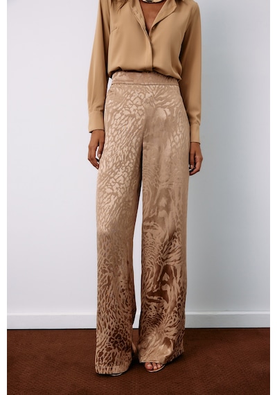 Sateen Desenli Saten Pantolon - Vizon-134957 Vizon
