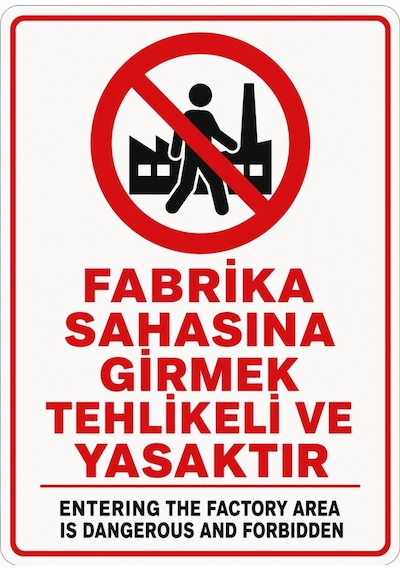 Fabrika Sahasına Girmek Tehlikeli Ve Yasaktır 35x50cm Pvc Isg Levha