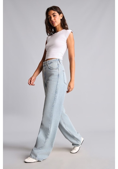 Defacto %100 Pamuk Yüksek Bel 90s Wide Leg Jean Pantolon H6913ax26aunm85 İndigo-nm85