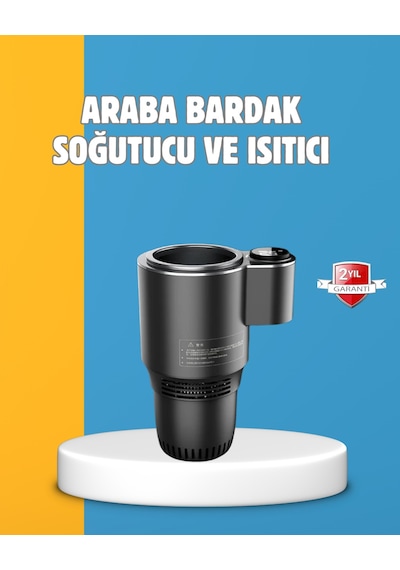 Dijital Ekranlı Akıllı Bardaklık Araç İçi Termal Isıtıcı Soğutucu Sarı