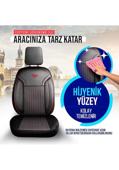 Panda Prag Serisi Pike Kumaş Oto Koltuk Kılıfı   - Tam Set