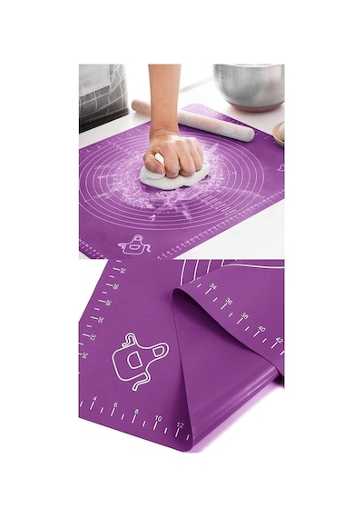 Mor Kaliteli Silikon Ölçülü Çok Amaçlı Hamur Açma Matı 45 Cm X 65