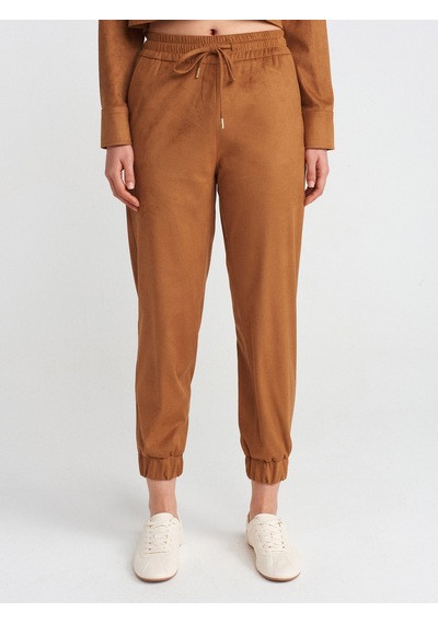 Dilvin 71594 Manşetli Jogger Süet Pantolon Taba