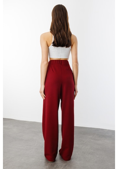 Genius Store Beli Cırtlı Rahat Palazzo Pantolon Cırtlı-pantolon Bordo