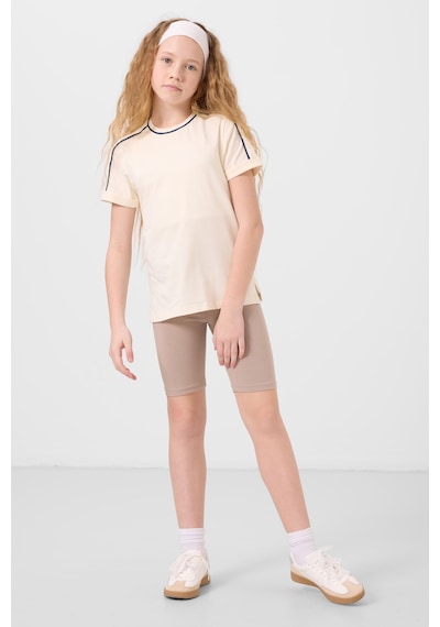 Ekru Pamuklu O Yaka Standart Fit Basic Kız Çocuk T-shirt - 75177 Ekru