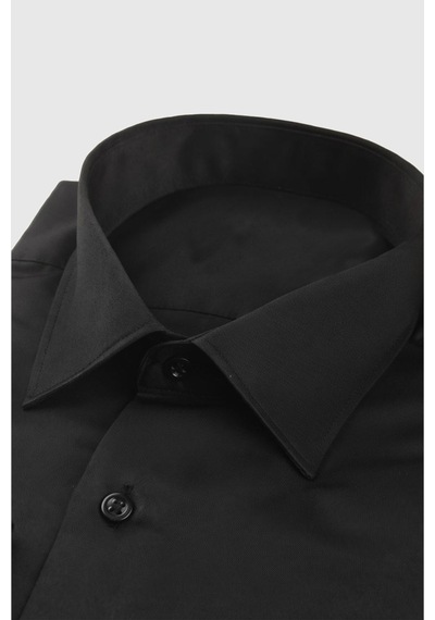 Rizzup Siyah Slim Fit Erkek Gömlek Kolay Ütülenen Nefes Alan Kumaş, Dört Mevsim Şıklık 2608515