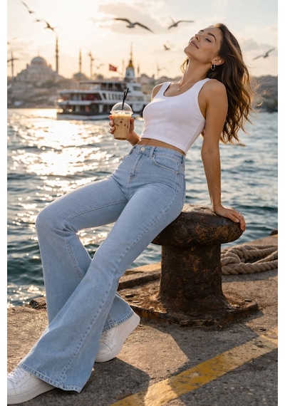 Cedy Denım Yüksek Kalite Kadın 5 Cep Düşük Bel İspanyol Paça Skinnyfit Esnek Jean Pantolon C619 Beyaz Cedy Denım Yüksek Kalite Kadın 5 Cep Düşük Bel İspanyol Paça Skinnyfit Esnek Jean Pantolon C619 Beyaz