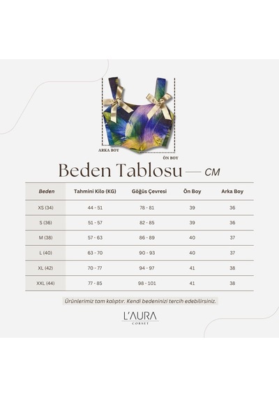 L'aura Corset Renkli Tüy Desenli Bayan Korse Büstiyer Çok Renkli