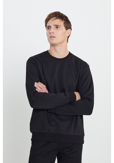 AC&Co / Altınyıldız Classics Standart Fit Normal Kesim Bisiklet Yaka Erkek Sweatshirt Siyah