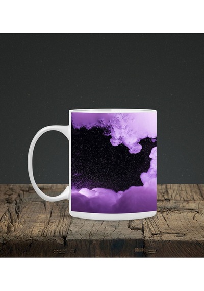 Baskılı Kupa & Mor Ve Siyah Renk Galaksi Temalı Mouse Pad 23x19cm Fare Altlığı Kaydırmaz Taban De596 Mousepad